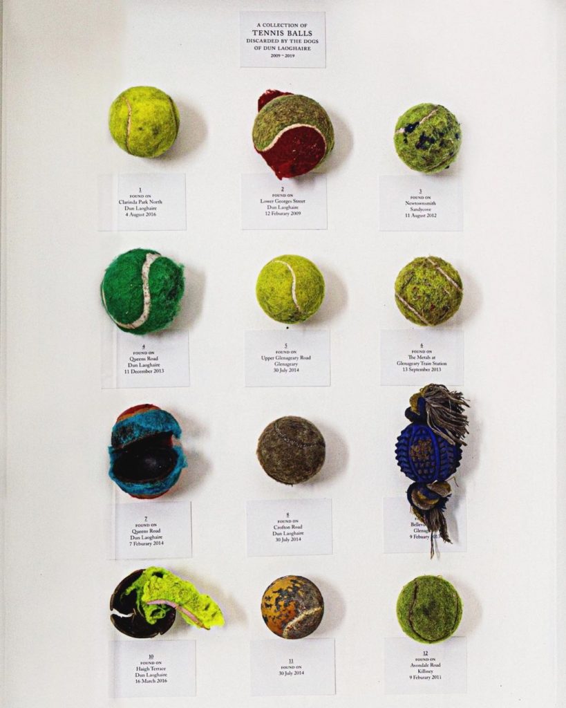 A display of tennis balls tells at the Little Museum