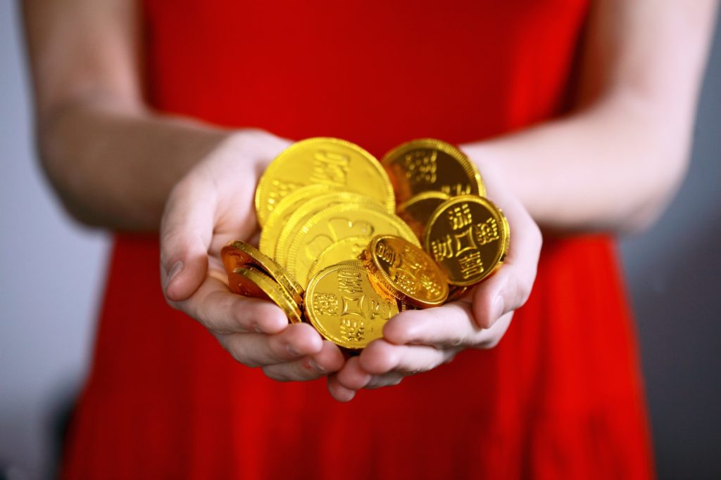 Handful of gold coins