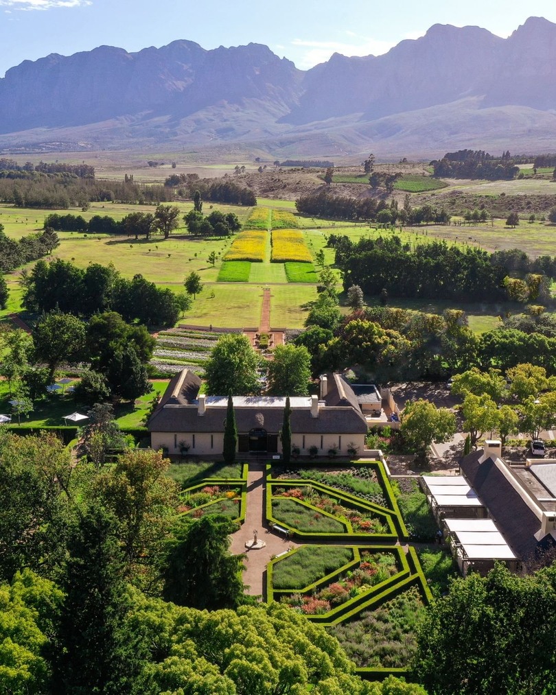 Aerial view over Vergelegen Wine Estate South Africa