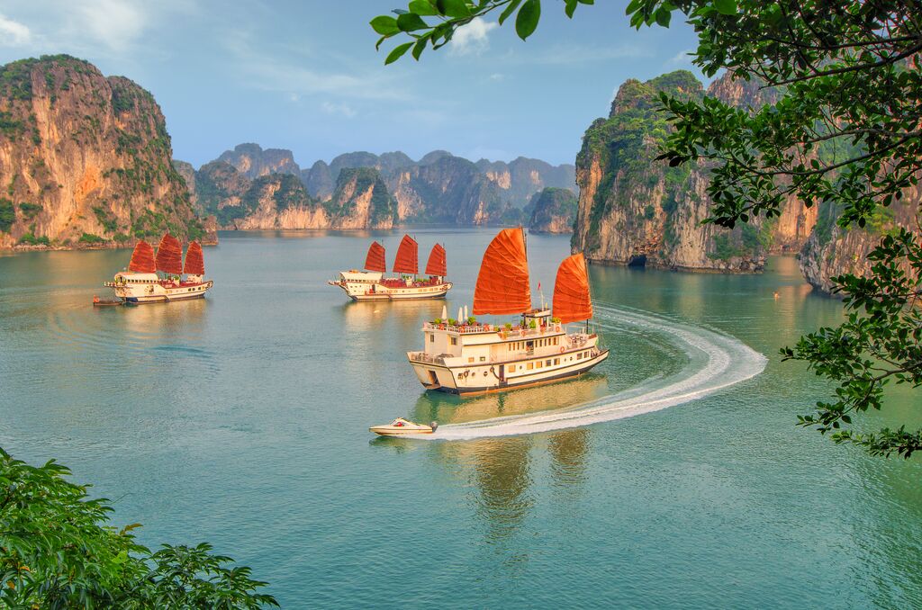 sail boats in Ha Long Bay Vietnam