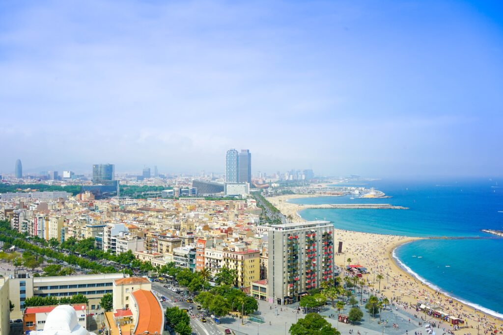 Barcelona City beach, seen from the air
