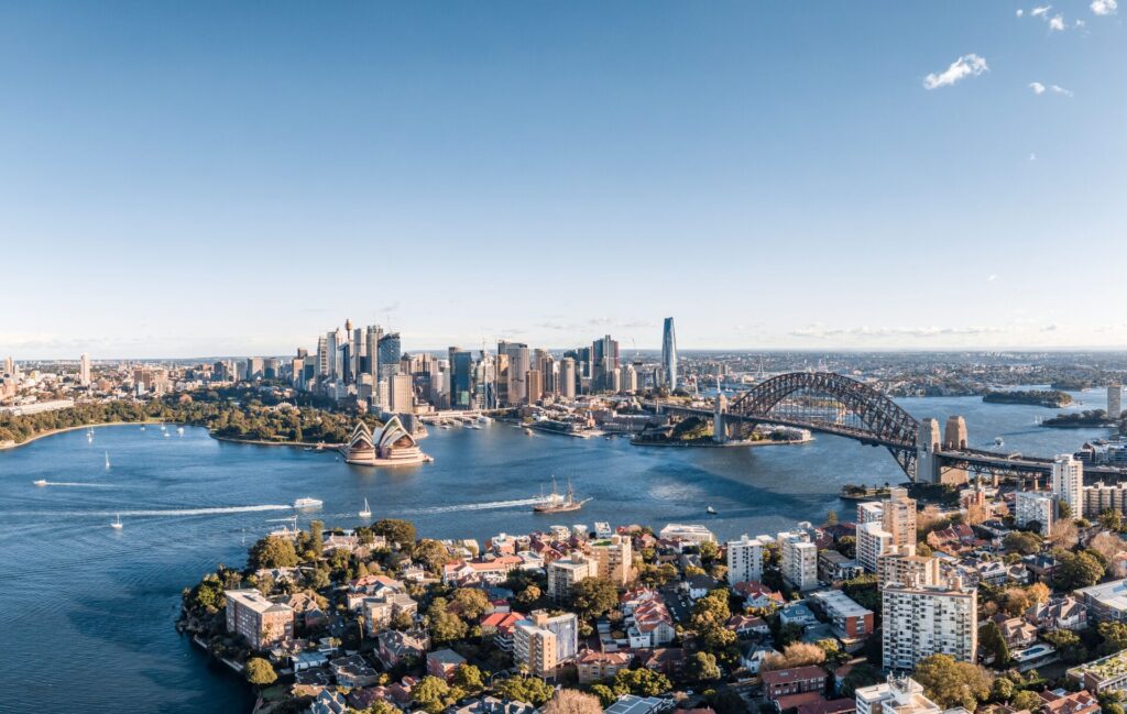 Aerial Drone View Of The Sydney Skyline With Harbour Bridge And Kirribilli Suburb