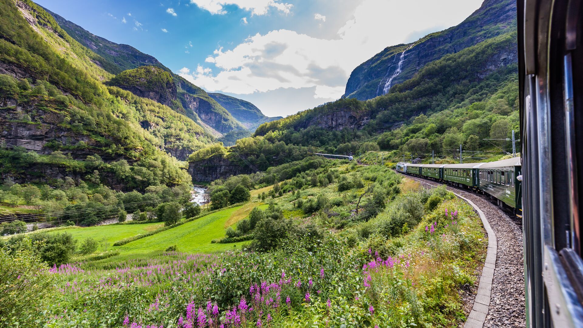 View from the carriage of the Flåm train in Norway