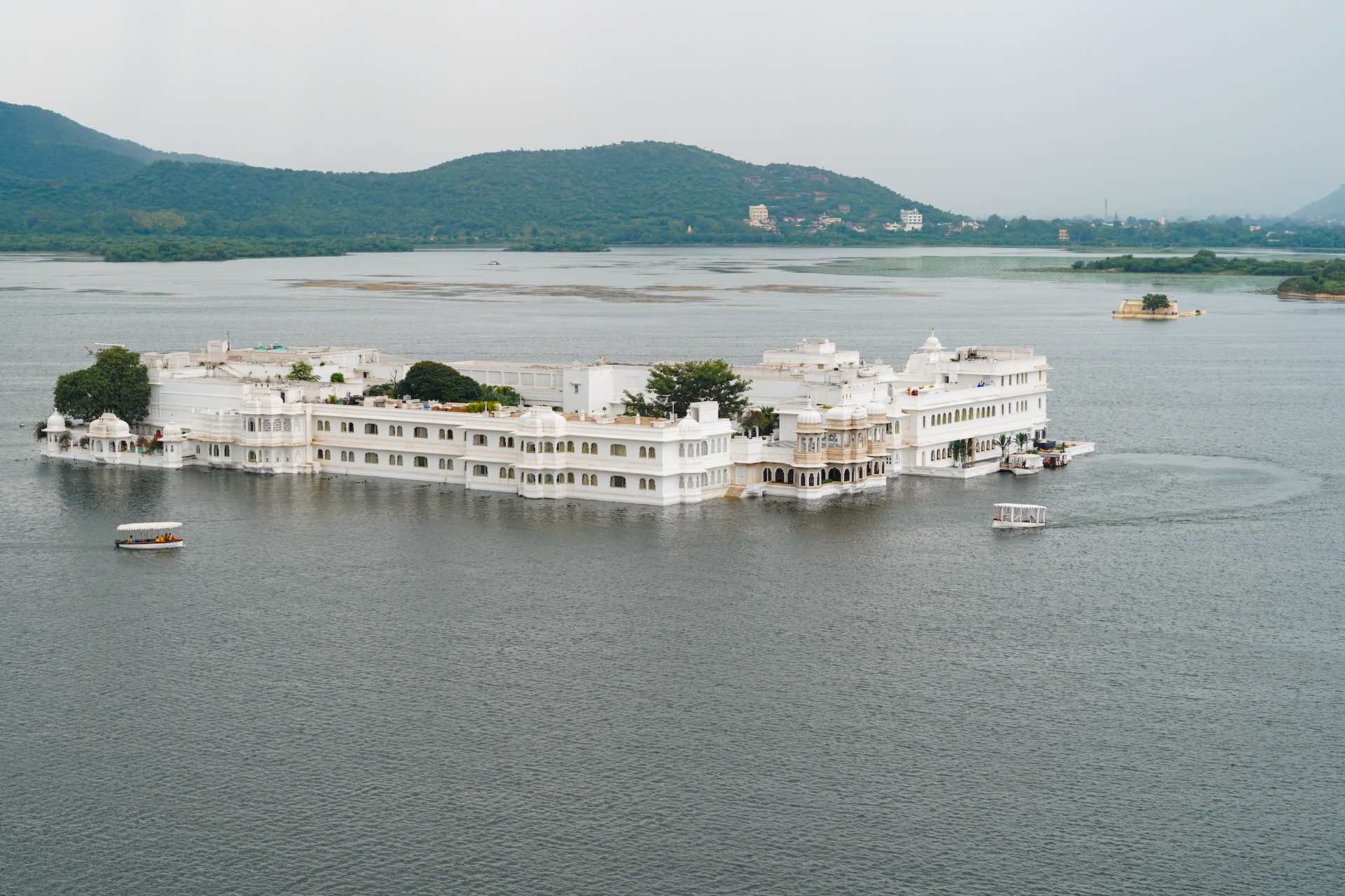 Aerial photograph of Taj Lake Palace, Udaipur, India