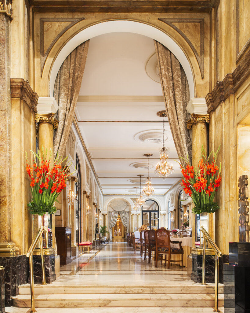 Interior of luxury lobby at Alvear Palace Hotel, Argentina