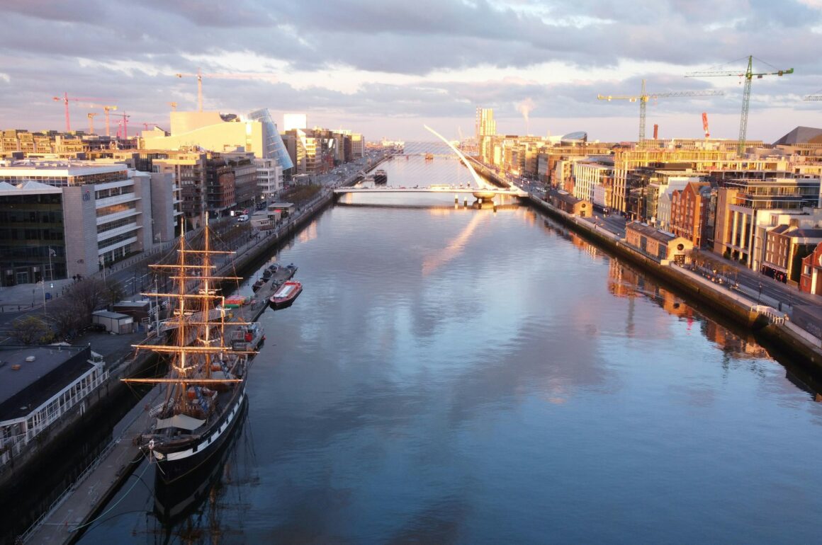 Image of Dublin's River Liffey photographed from a high