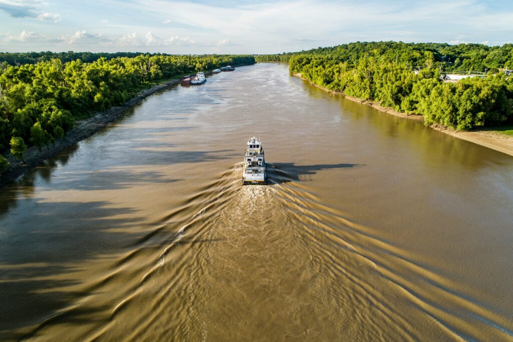 boat on the Mississippi River 